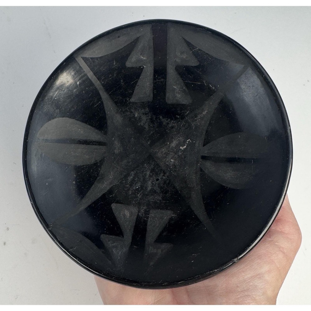 Maria Julian Martinez San Ildefonso Blackware Feather Plate Marie + Julian